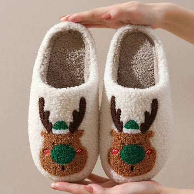 Christmas Slippers | Reindeer | Slip-On | House Slippers | Indoor Slippers-Grace Aura