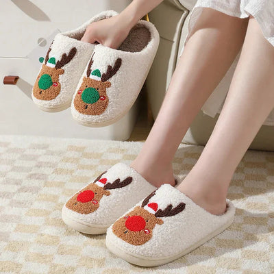 Christmas Slippers | Reindeer | Slip-On | House Slippers | Indoor Slippers-Grace Aura