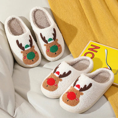 Christmas Slippers | Reindeer | Slip-On | House Slippers | Indoor Slippers-Grace Aura