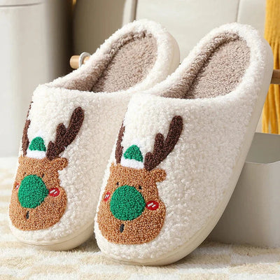 Christmas Slippers | Reindeer | Slip-On | House Slippers | Indoor Slippers-Grace Aura