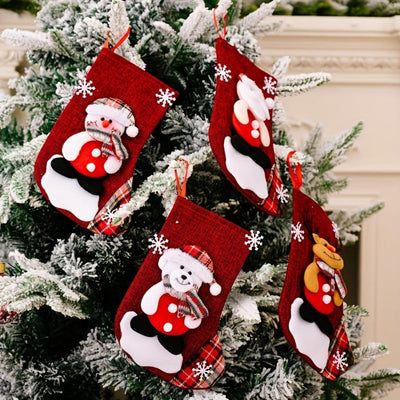 Christmas Stockings - Kids Cute Red Cartoon Christmas Stocking-Grace Aura