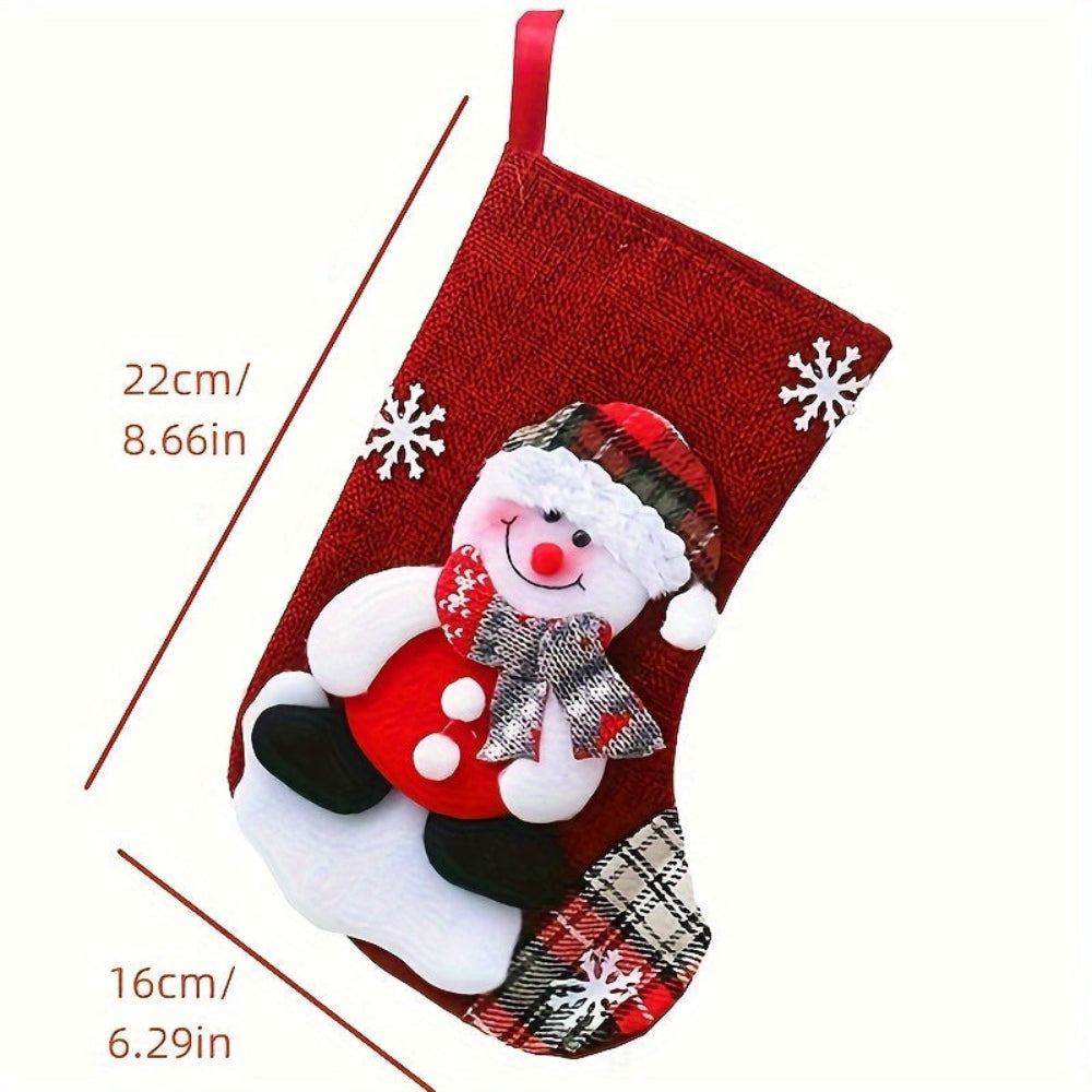 Christmas Stockings - Kids Cute Red Cartoon Christmas Stocking-Grace Aura