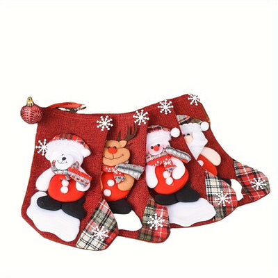 Christmas Stockings - Kids Cute Red Cartoon Christmas Stocking-Grace Aura