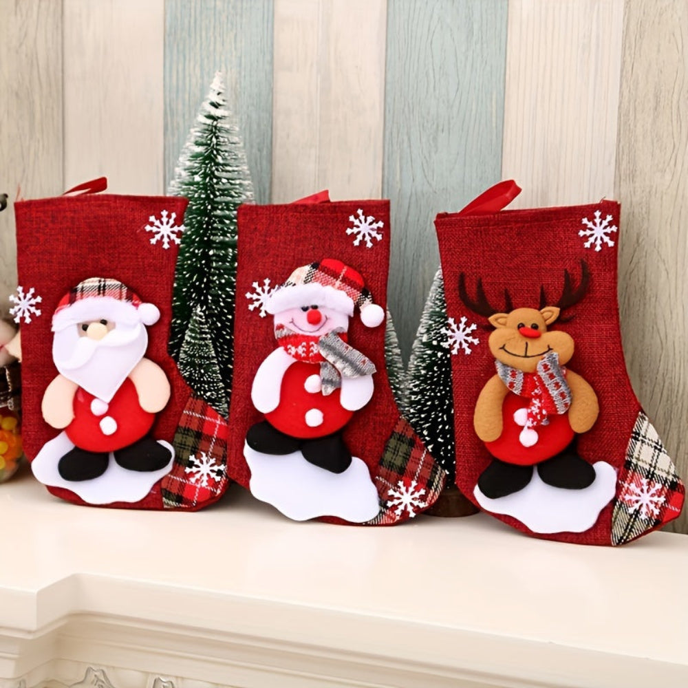 Christmas Stockings - Kids Cute Red Cartoon Christmas Stocking-Grace Aura