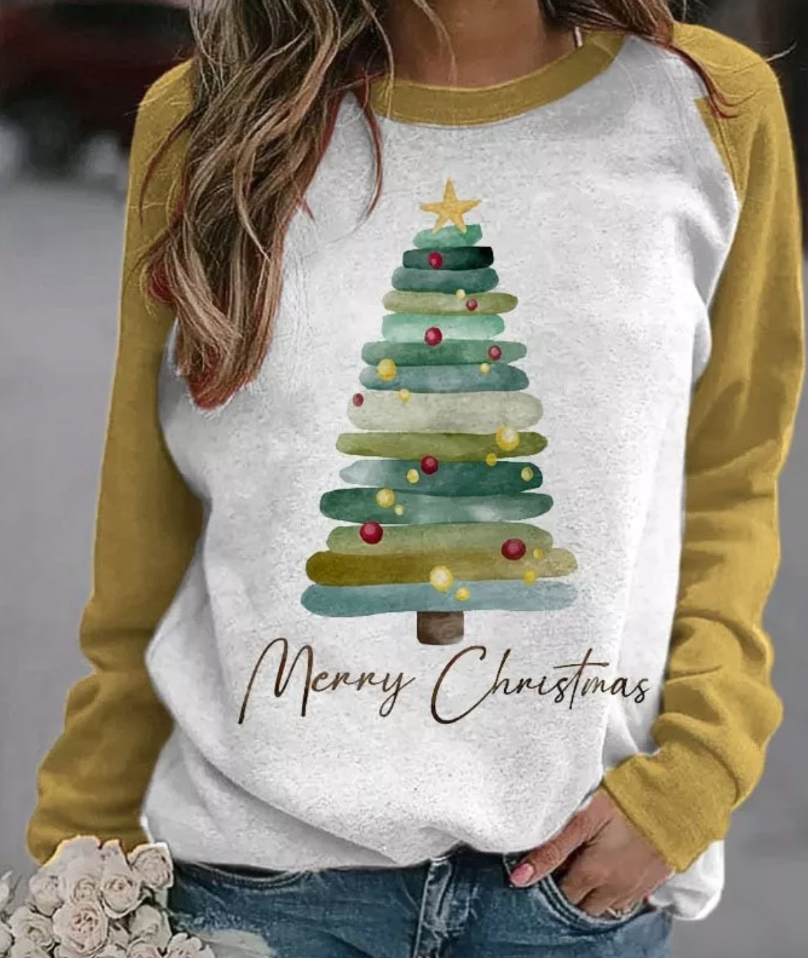 Christmas Sweatshirt | Long Sleeve | Christmas Tree | Christmas Pullover | Women's Jumper-Grace Aura