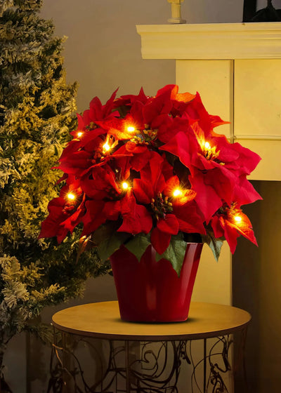 Christmas Table Light - LED - Christmas Flower - Artificial Xmas Flowers - Christmas Decoration-Grace Aura