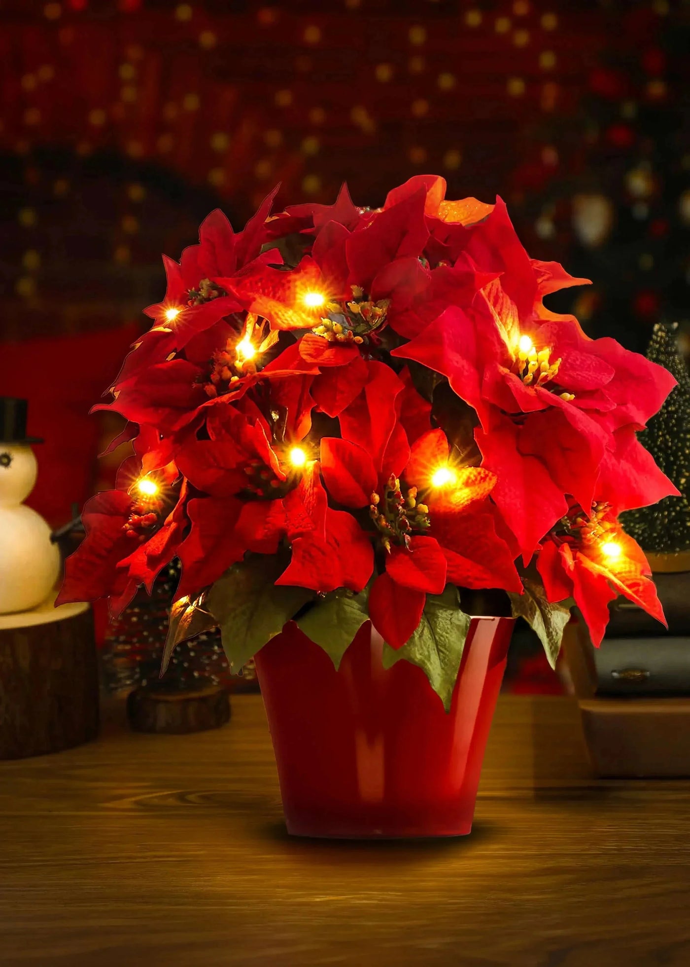 Christmas Table Light - LED - Christmas Flower - Artificial Xmas Flowers - Christmas Decoration-Grace Aura