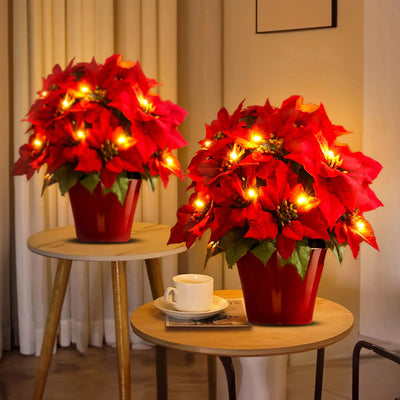 Christmas Table Light - LED - Christmas Flower - Artificial Xmas Flowers - Christmas Decoration-Grace Aura