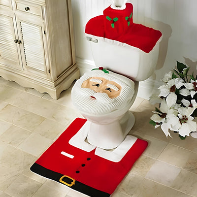 Christmas Toilet Seat Cover - Santa Claus - Toilet Mat - Christmas Bathroom Sets - Xmas Bathroom Decor-Grace Aura
