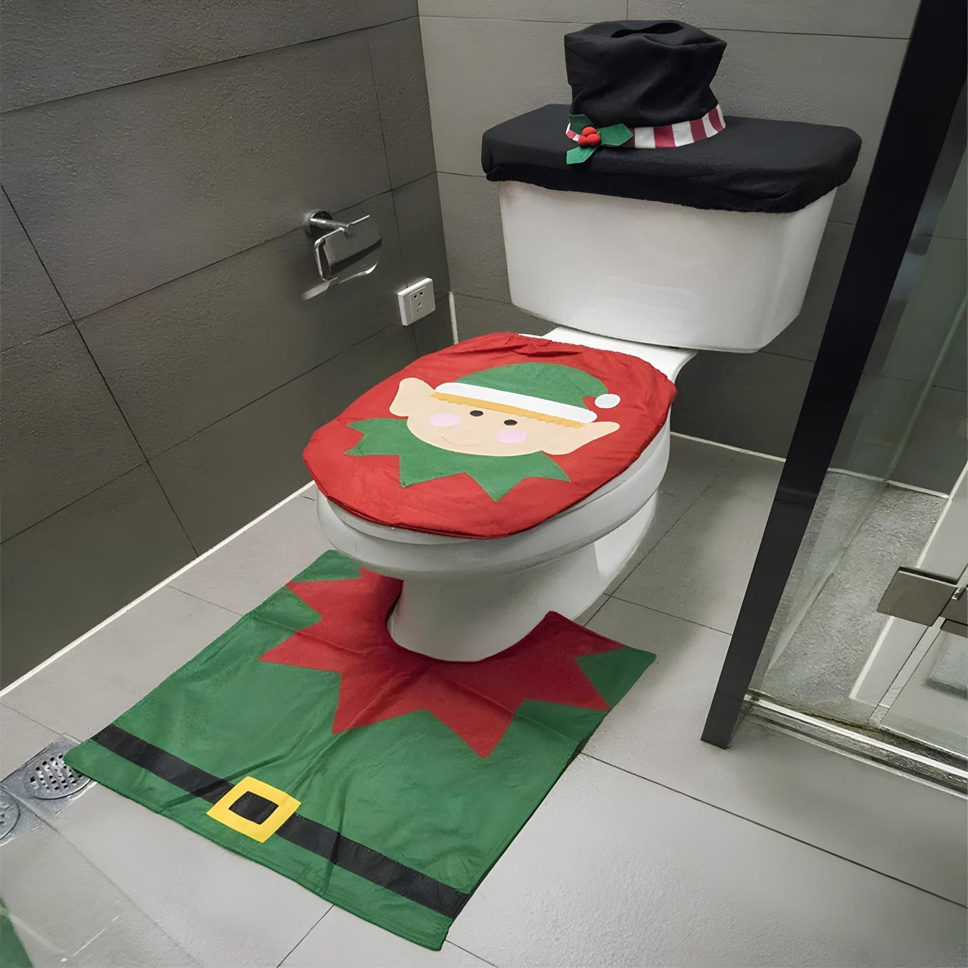 Christmas Toilet Seat Cover - Santa Claus - Toilet Mat - Christmas Bathroom Sets - Xmas Bathroom Decor-Grace Aura