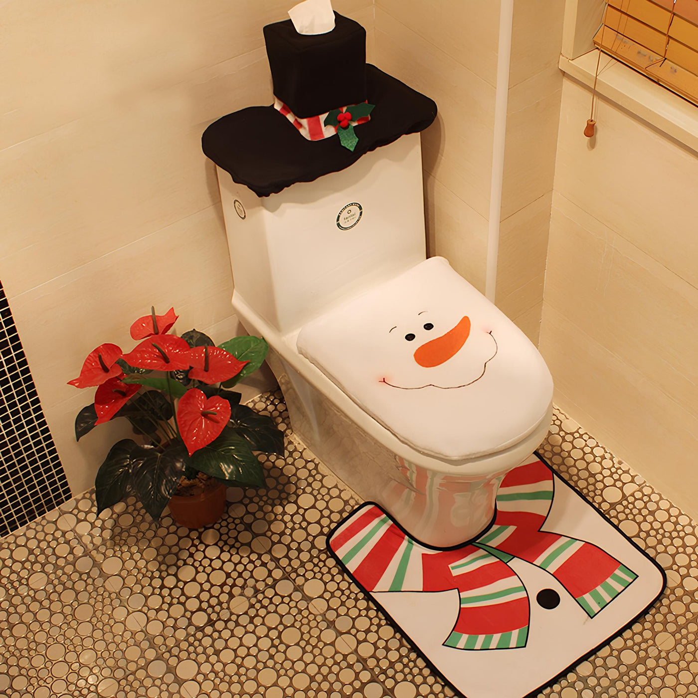 Christmas Toilet Seat Cover - Santa Claus - Toilet Mat - Christmas Bathroom Sets - Xmas Bathroom Decor-Grace Aura