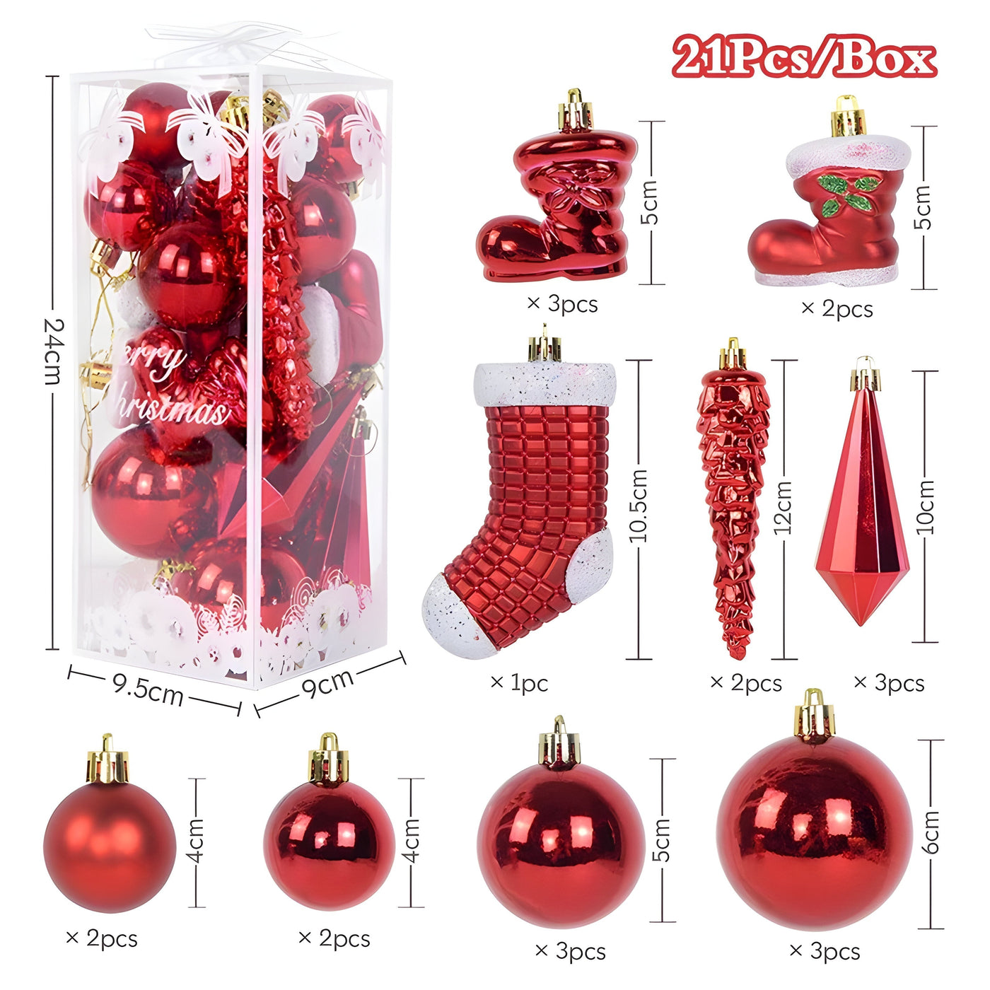 Christmas Tree Decorations - Christmas Balls - Set - Christmas Ornaments - Christmas Baubles-Grace Aura