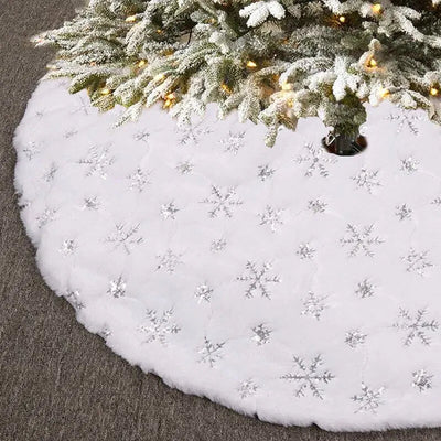 Christmas Tree Skirt - Round - White - Christmas Rug - Christmas Decor-Grace Aura