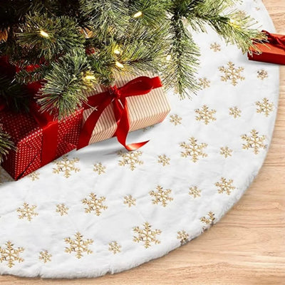Christmas Tree Skirt - Round - White - Christmas Rug - Christmas Decor-Grace Aura