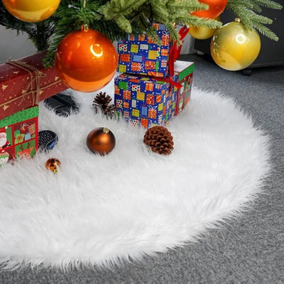 Christmas Tree Skirt - Round - White - Christmas Rug - Christmas Decor-Grace Aura
