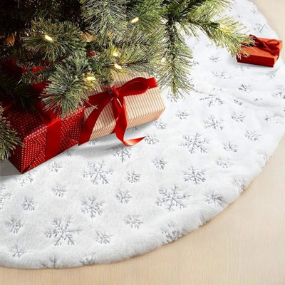 Christmas Tree Skirt - Round - White - Christmas Rug - Christmas Decor-Grace Aura