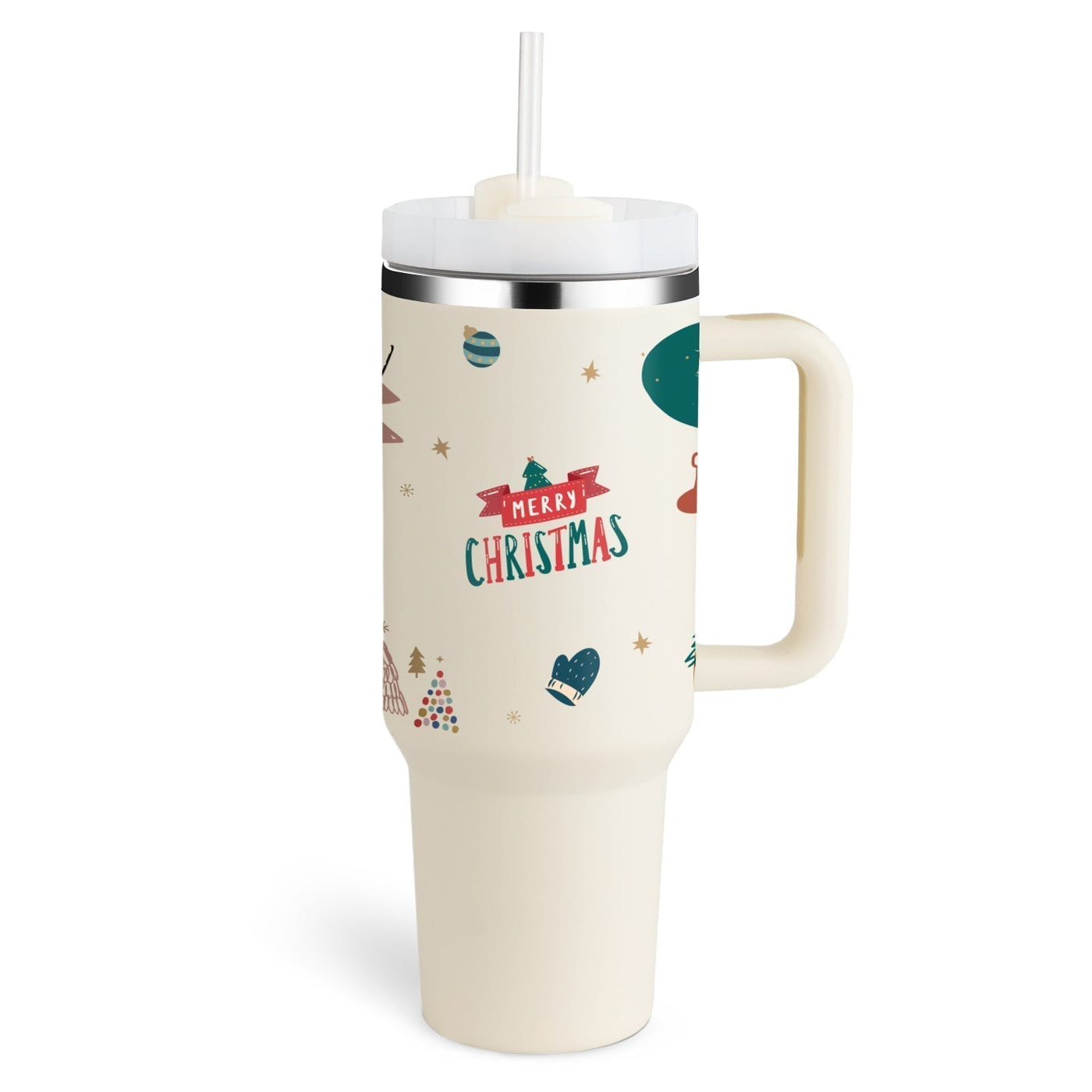 Christmas Tumbler - Insulated Christmas Travel Mug with Handle and Straw-Grace Aura