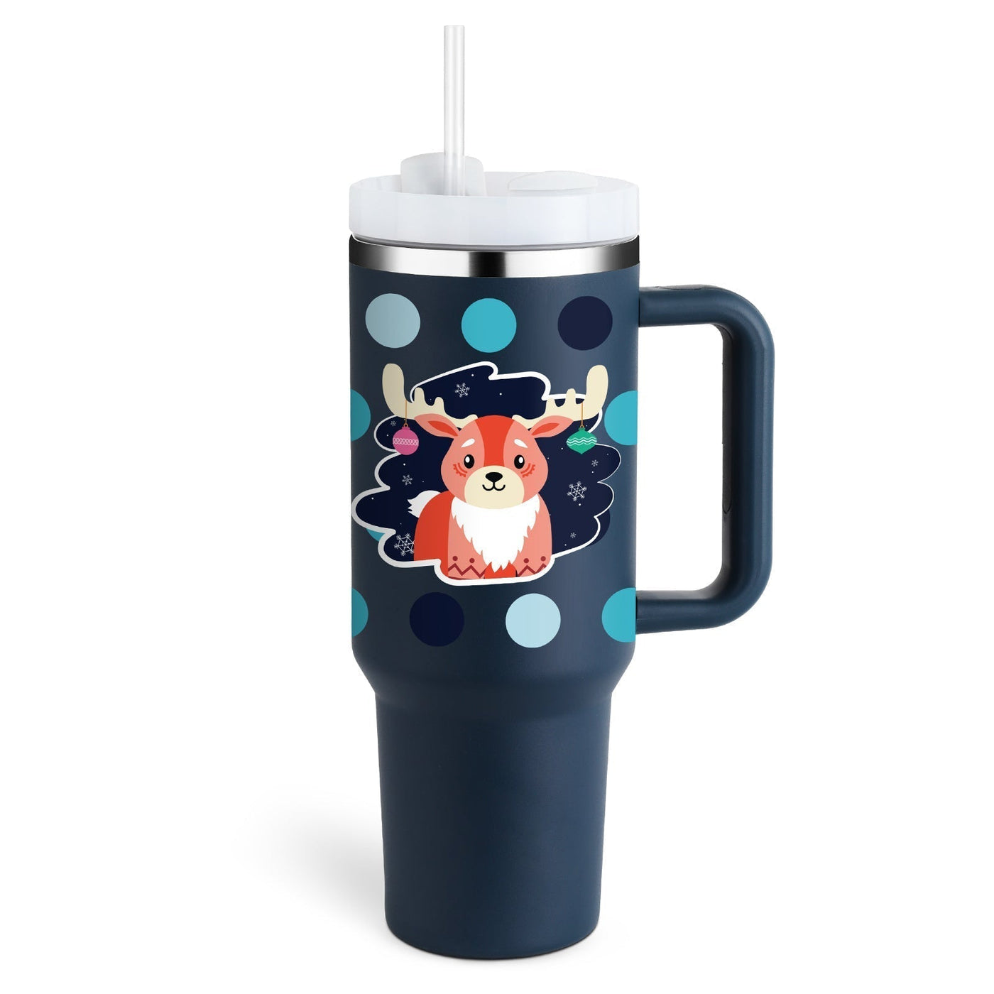 Christmas Tumbler - Insulated Christmas Travel Mug with Handle and Straw-Grace Aura