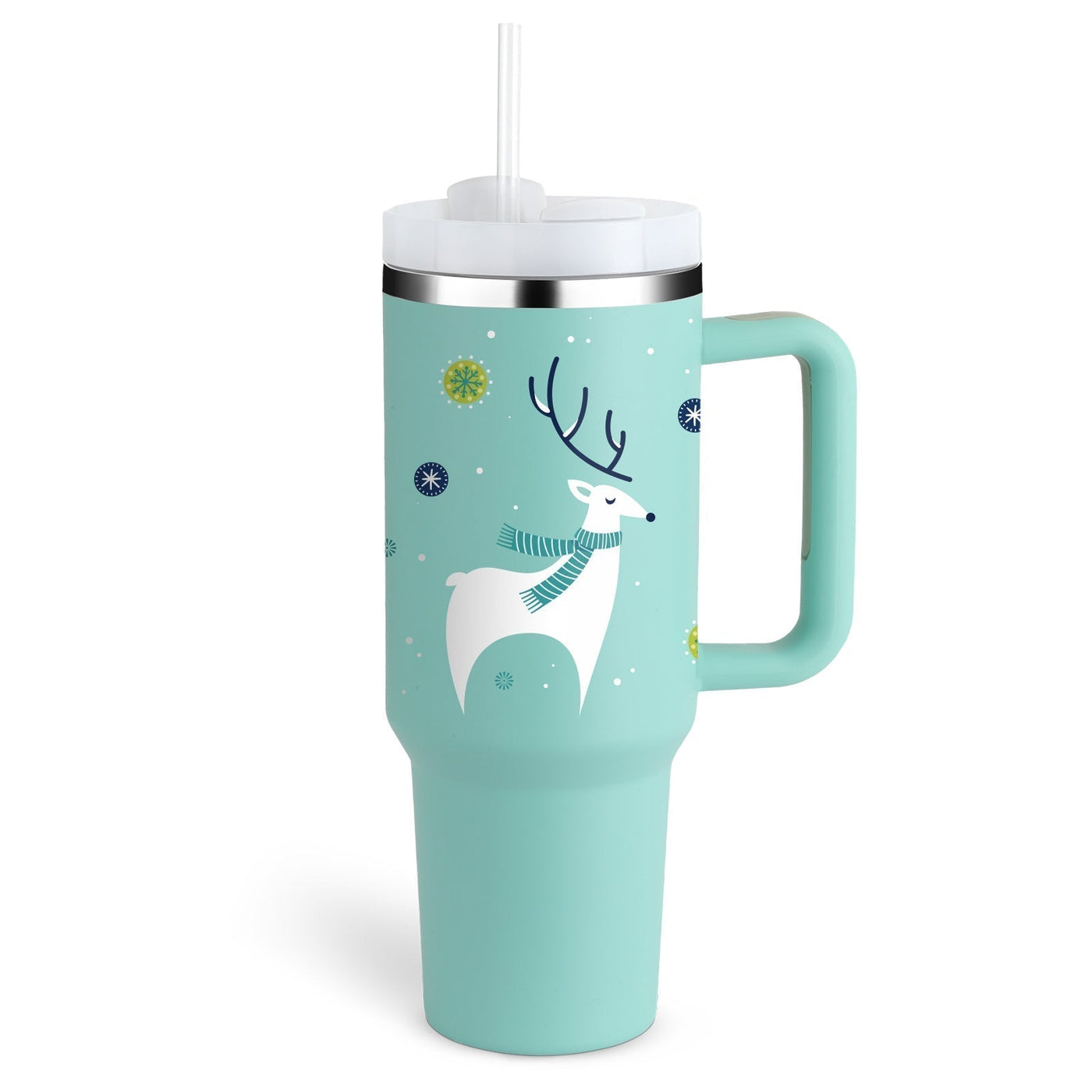 Christmas Tumbler - Insulated Christmas Travel Mug with Handle and Straw-Grace Aura