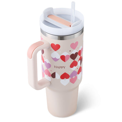 Christmas Tumbler - Insulated Christmas Travel Mug with Handle and Straw-Grace Aura