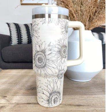 Christmas Tumbler - Insulated Christmas Travel Mug with Handle and Straw-Grace Aura