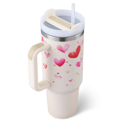 Christmas Tumbler - Insulated Christmas Travel Mug with Handle and Straw-Grace Aura