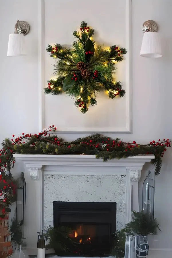 Christmas Wall Decor - Pinecone - LED - Christmas Greenery - Christmas Wreath-Grace Aura