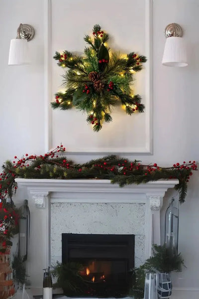 Christmas Wall Decor - Pinecone - LED - Christmas Greenery - Christmas Wreath-Grace Aura
