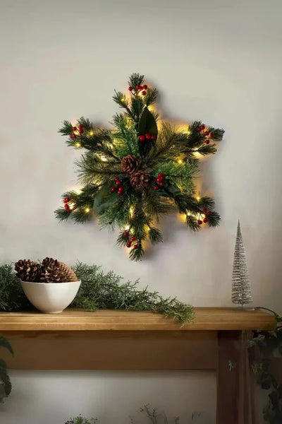 Christmas Wall Decor - Pinecone - LED - Christmas Greenery - Christmas Wreath-Grace Aura
