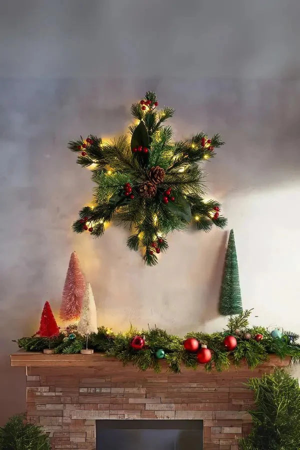 Christmas Wall Decor - Pinecone - LED - Christmas Greenery - Christmas Wreath-Grace Aura