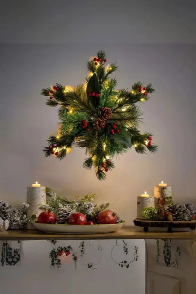 Christmas Wall Decor - Pinecone - LED - Christmas Greenery - Christmas Wreath-Grace Aura