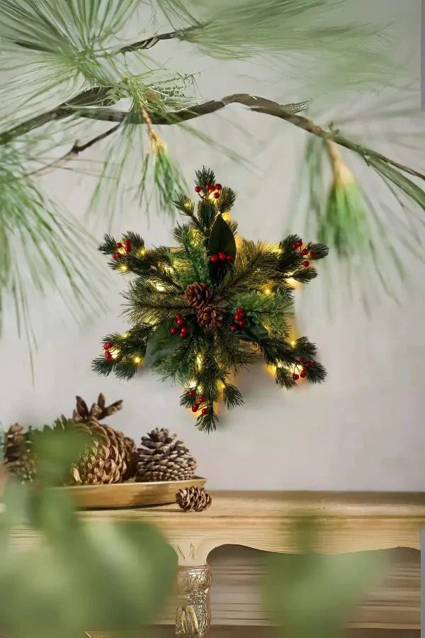 Christmas Wall Decor - Pinecone - LED - Christmas Greenery - Christmas Wreath-Grace Aura