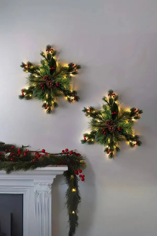 Christmas Wall Decor - Pinecone - LED - Christmas Greenery - Christmas Wreath-Grace Aura