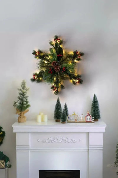Christmas Wall Decor - Pinecone - LED - Christmas Greenery - Christmas Wreath-Grace Aura