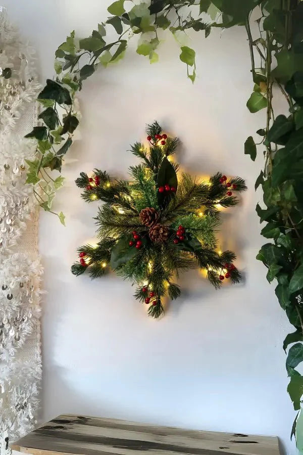 Christmas Wall Decor - Pinecone - LED - Christmas Greenery - Christmas Wreath-Grace Aura
