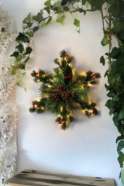 Christmas Wall Decor - Pinecone - LED - Christmas Greenery - Christmas Wreath-Grace Aura