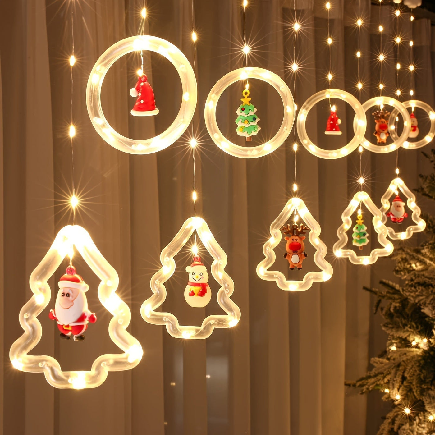 Christmas Window Lights | Hanging | Circle | Christmas Window Decorations | Christmas Lights-Grace Aura