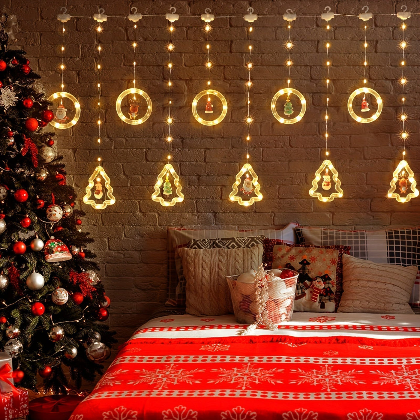 Christmas Window Lights | Hanging | Circle | Christmas Window Decorations | Christmas Lights-Grace Aura