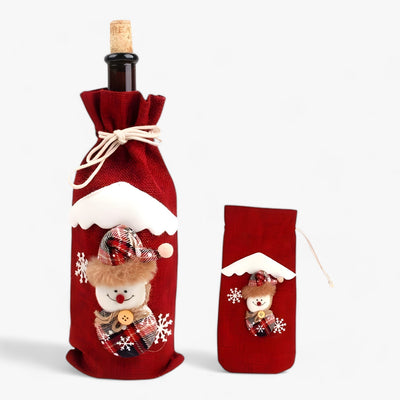 Christmas Wine Bottle Cover - Festive Holiday Wine Bottle Bag-Grace Aura