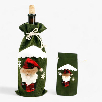 Christmas Wine Bottle Cover - Festive Holiday Wine Bottle Bag-Grace Aura