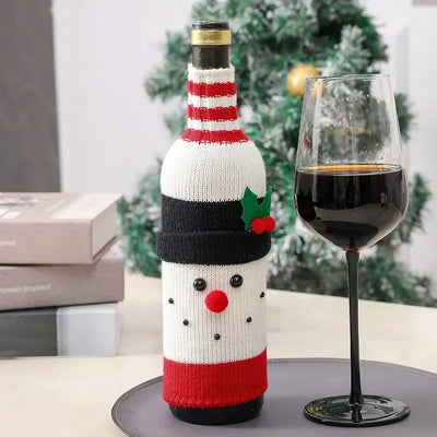 Christmas Wine Bottle Covers - Knitted Festive Wine Bottle Covers-Grace Aura