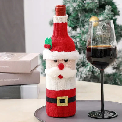 Christmas Wine Bottle Covers - Knitted Festive Wine Bottle Covers-Grace Aura
