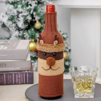 Christmas Wine Bottle Covers - Knitted Festive Wine Bottle Covers-Grace Aura