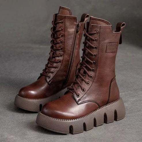 Chunky Boots - Lace-Up - Platform - Combat Boots - Women's Boots-Grace Aura