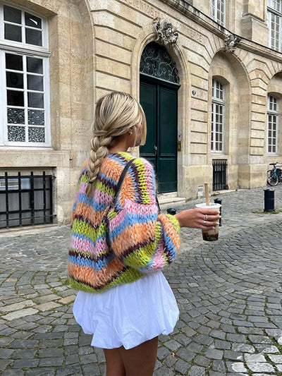 Chunky Cardigan | Cropped | Open Front | Knitted Cardigan | Women's Clothing-Grace Aura