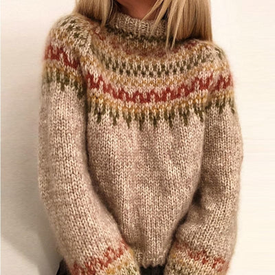 Chunky Fair Isle Knit Sweater-Grace Aura