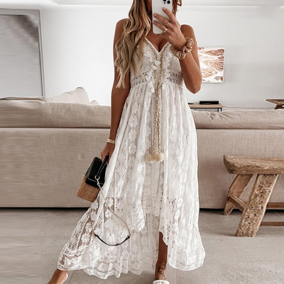 Clara White Summer Dress-Grace Aura