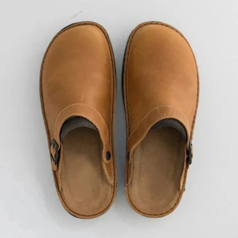 Clogs | Comfortable | Slip-On | Leather Slippers | Men's Shoes-Grace Aura