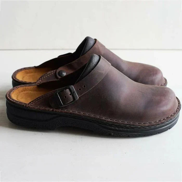 Clogs | Comfortable | Slip-On | Leather Slippers | Men's Shoes-Grace Aura