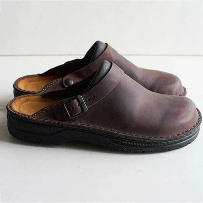 Clogs | Comfortable | Slip-On | Leather Slippers | Men's Shoes-Grace Aura